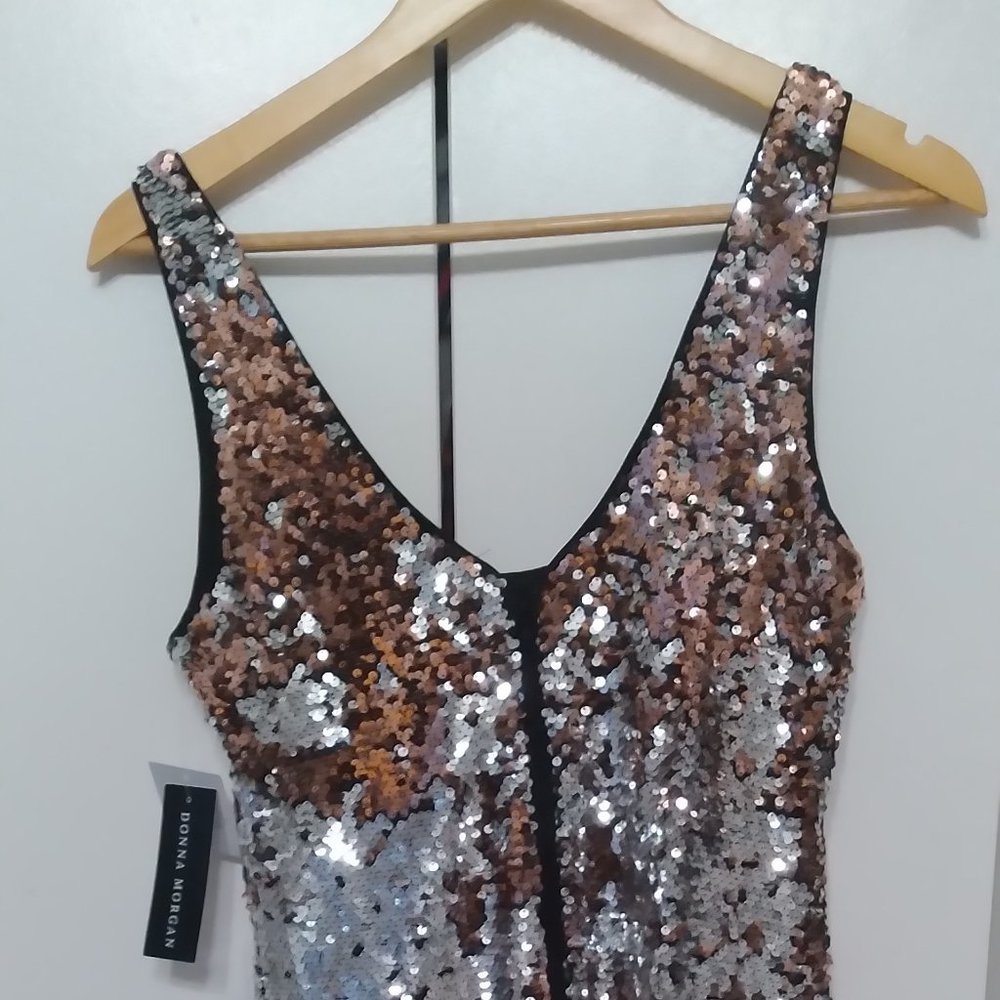 Donna Morgan Gold and Silver Sequins Mini Dress Size 2